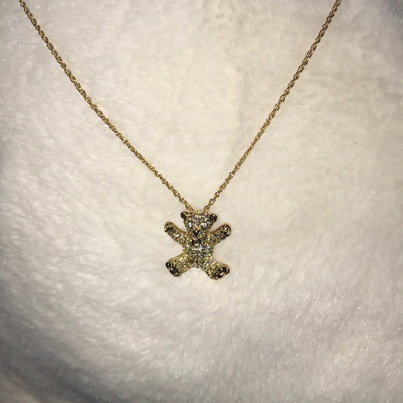 Gold Teddy Bead Necklace with Rhinestones. - Picture 3 of 6
